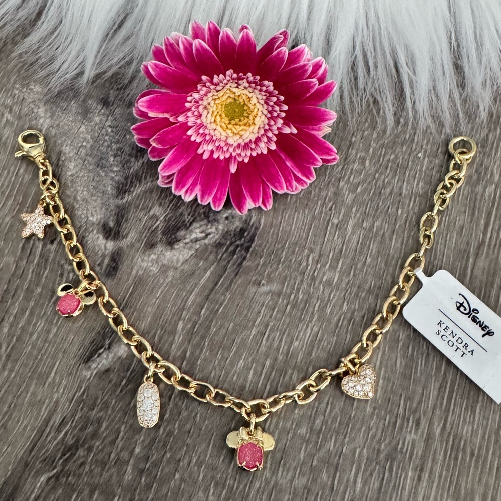 🖤🩷 Disney | Kendra Scott Gold Mickey Mouse and Minnie Mouse Charm Bracelet